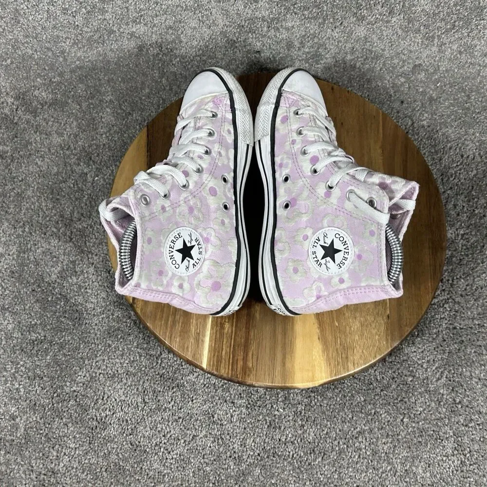 Converse Chuck Taylor All Star Hi A08117F Girls Size 2.5 Floral Lavender Shoes